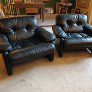 Paire fauteuils cuir design Tobia Scarpa