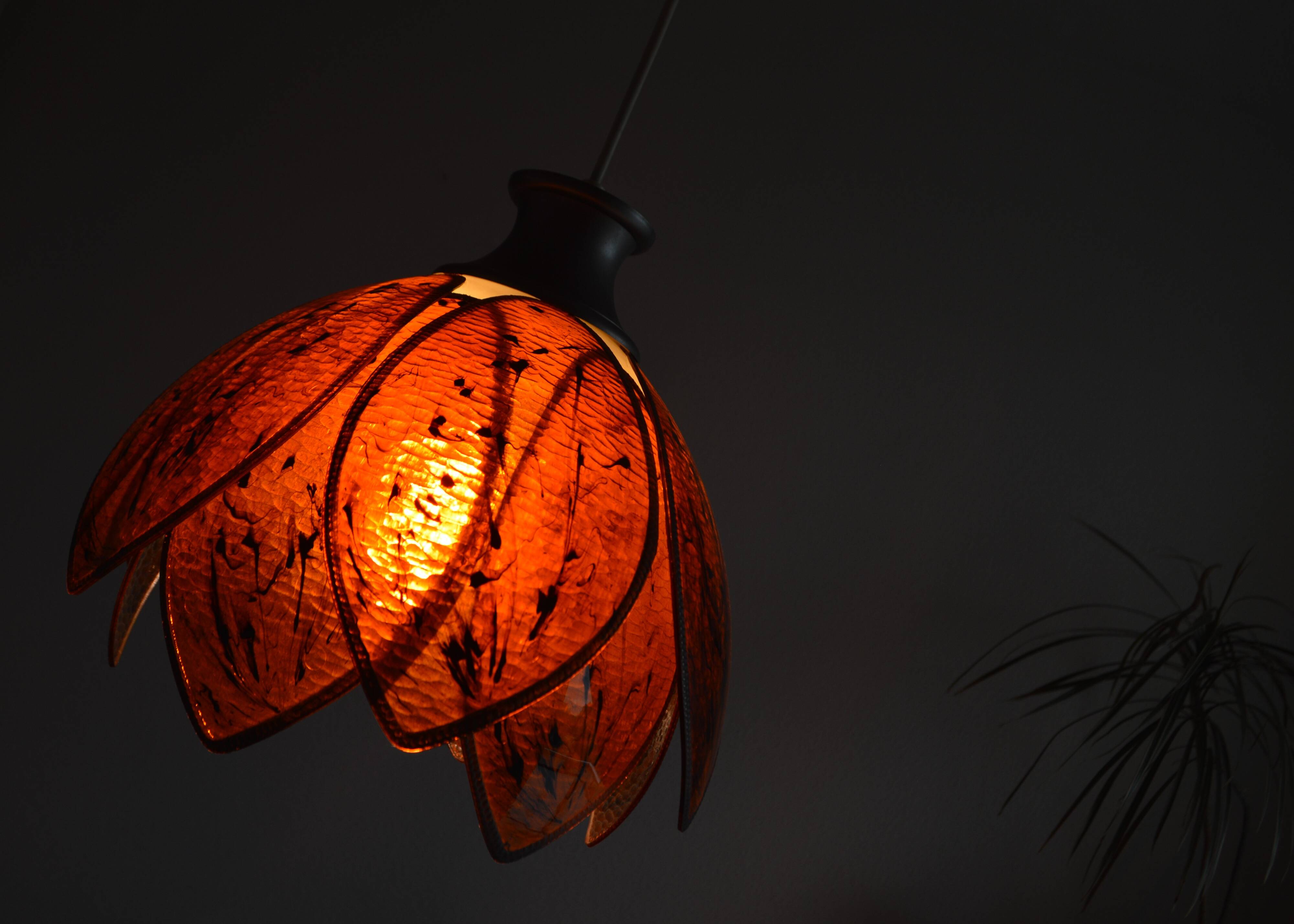 Chandelier pendant lamp in the shape of an artichoke design from the 70s