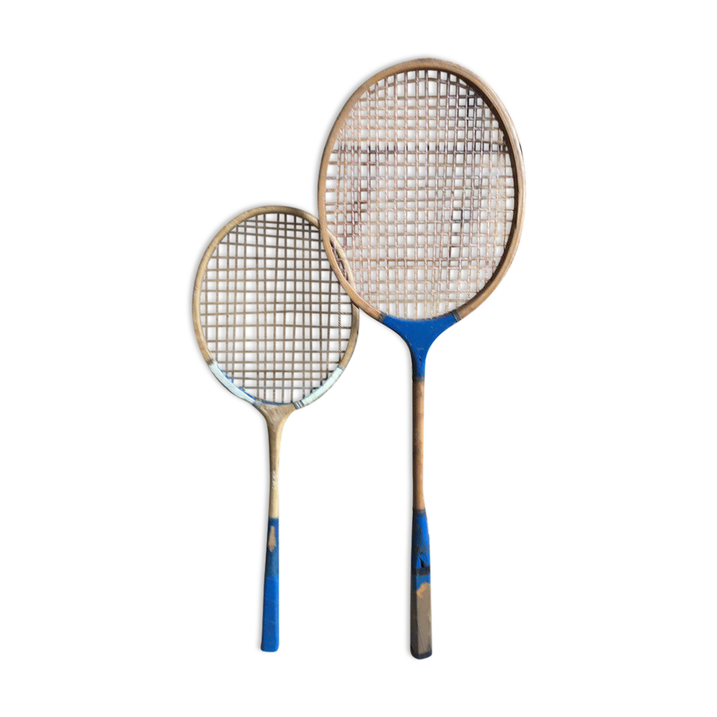 Duo de 2 raquettes de badmington anciennes en bois
