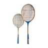 Duo of 2 old wooden badminton rackets