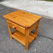 Solid pine bedside table with drawer 1990