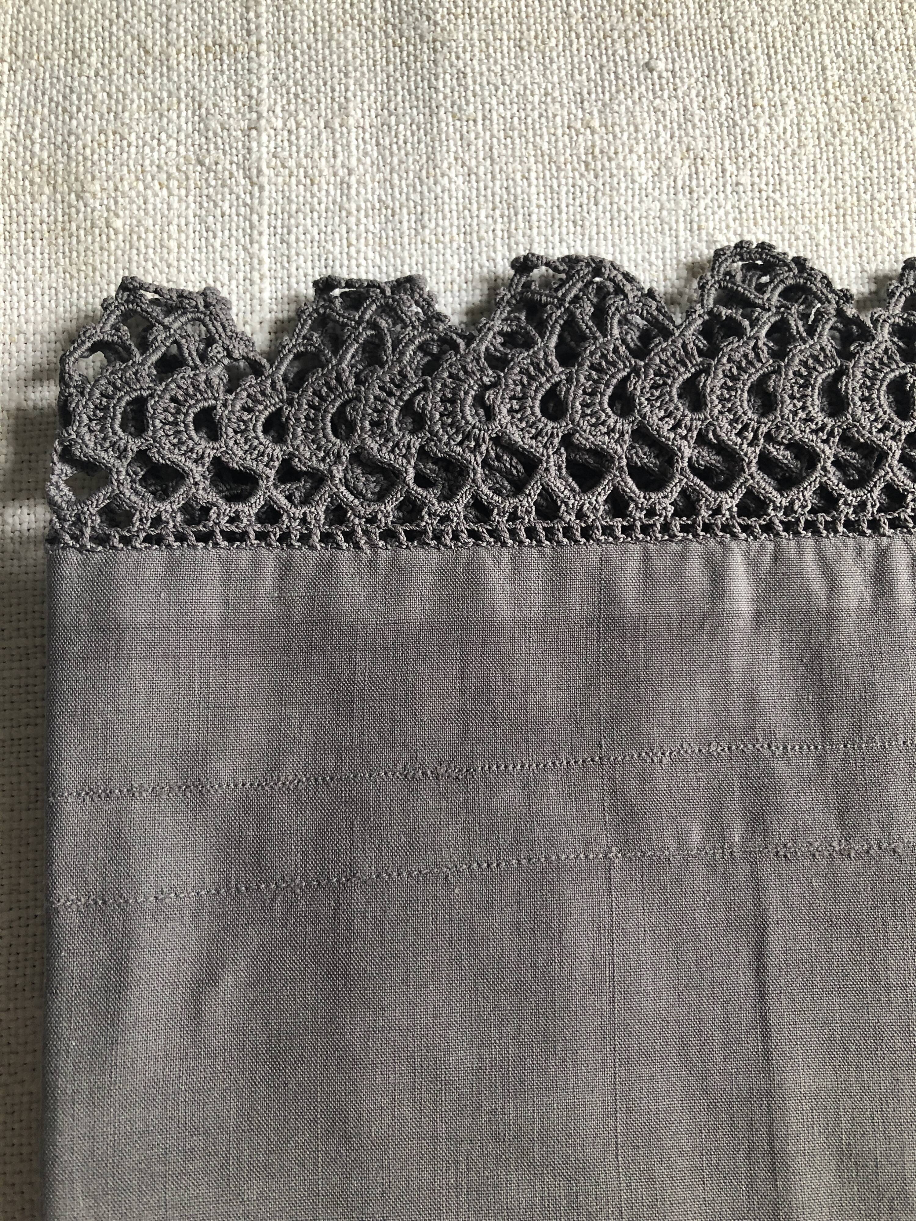 Antique cotton pillowcase tinted in smocke gray