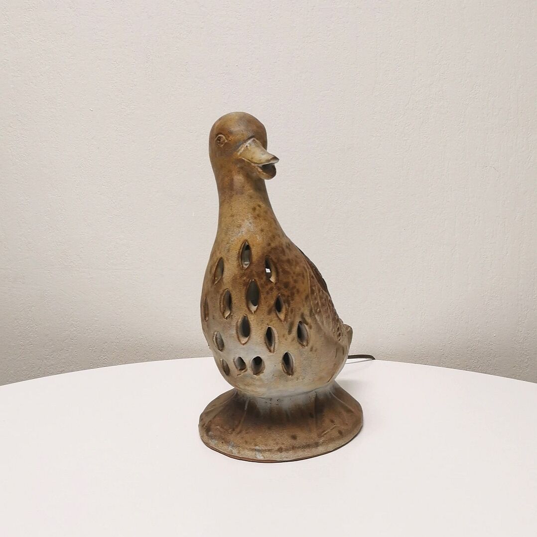 Ceramic duck lamp, Agnès Escala, 1960