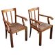 Pair of Art Deco armchairs in solid walnut and leather, 1920s