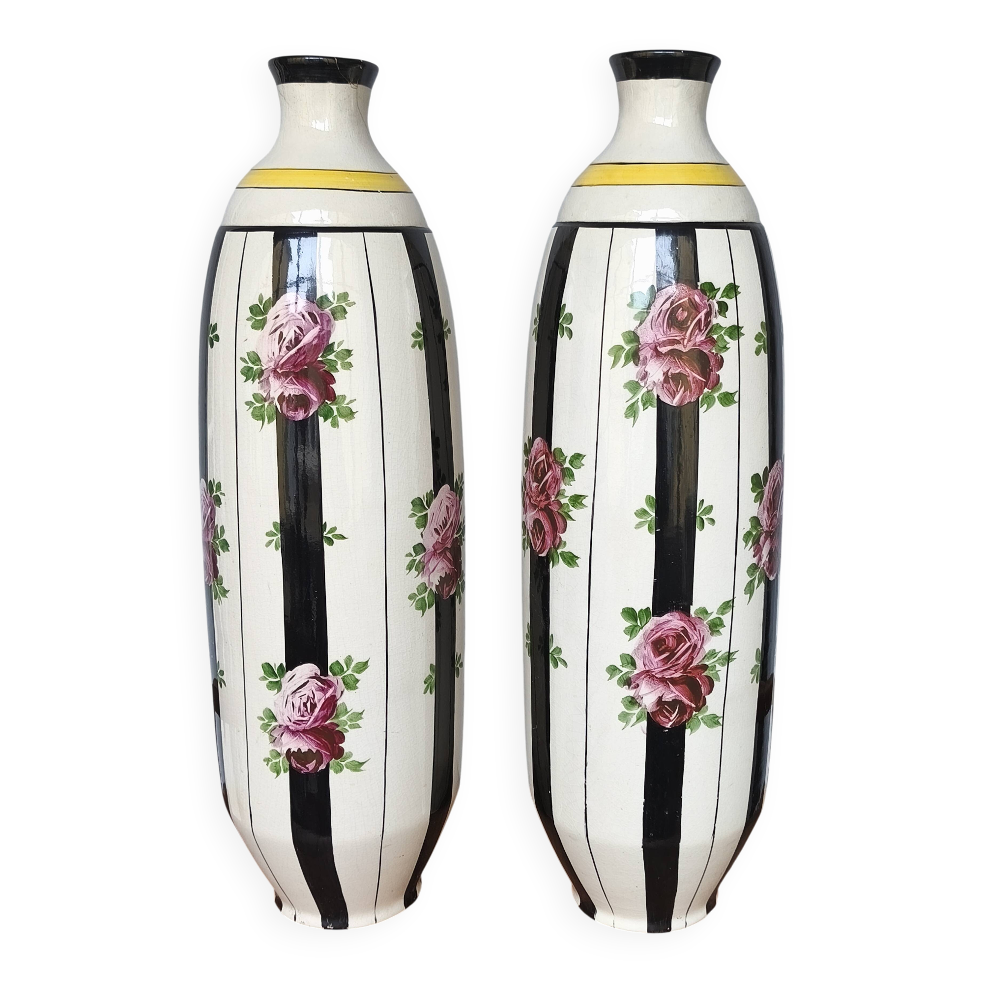 Pair of Large Art Deco Vases