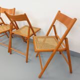 Set of 4 vintage folding chairs from Habitat made of beech wood and caning.