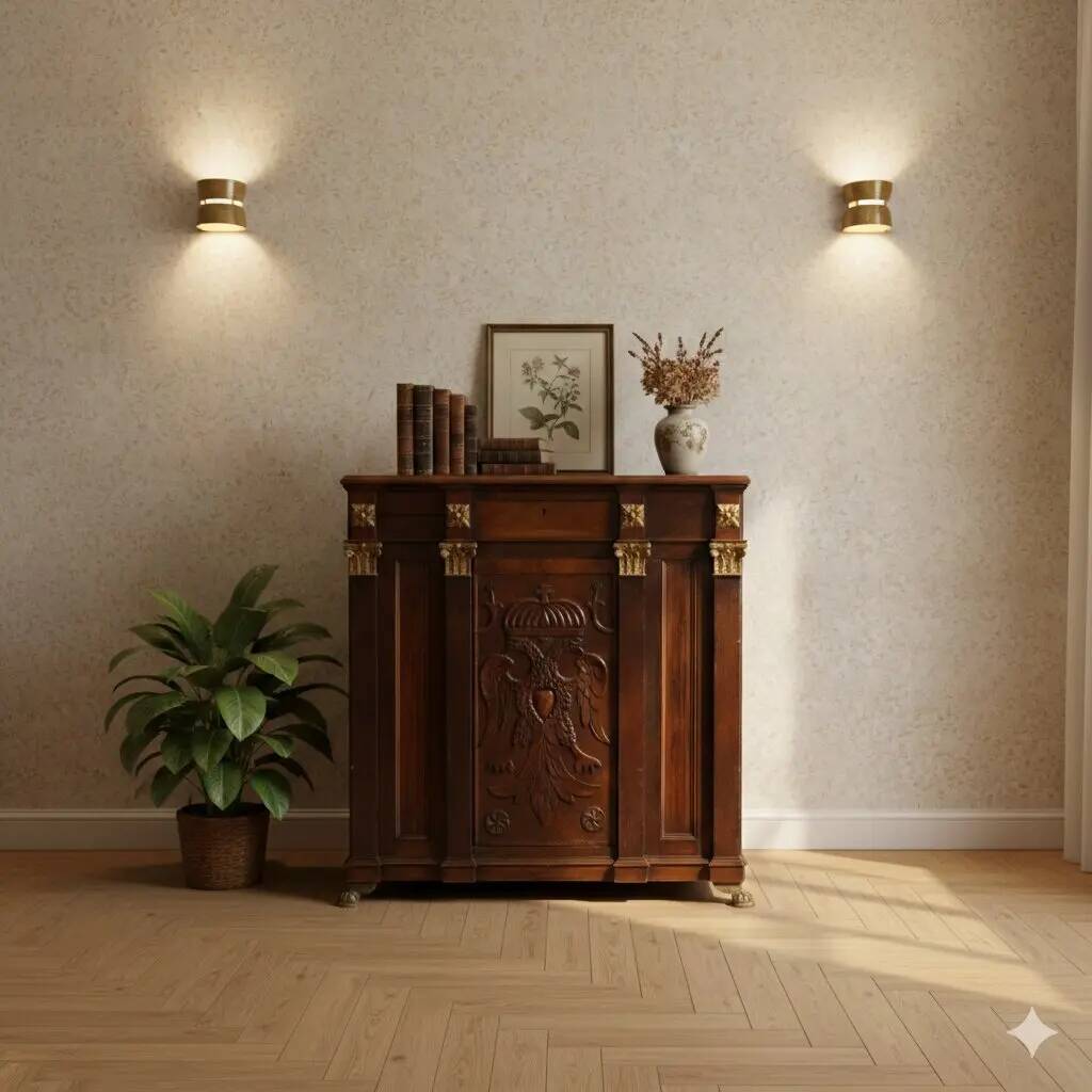 Antique walnut and fir wardrobe with drawers, Italy, 18th century.