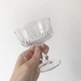 Set of 5 1920s style ribbed glass champagne glasses