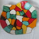 Ceramic dish - vintage - Harlequin colors