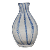 Vase en Verre de Murano à Rayures Bleues attribué à Barovier & Toso