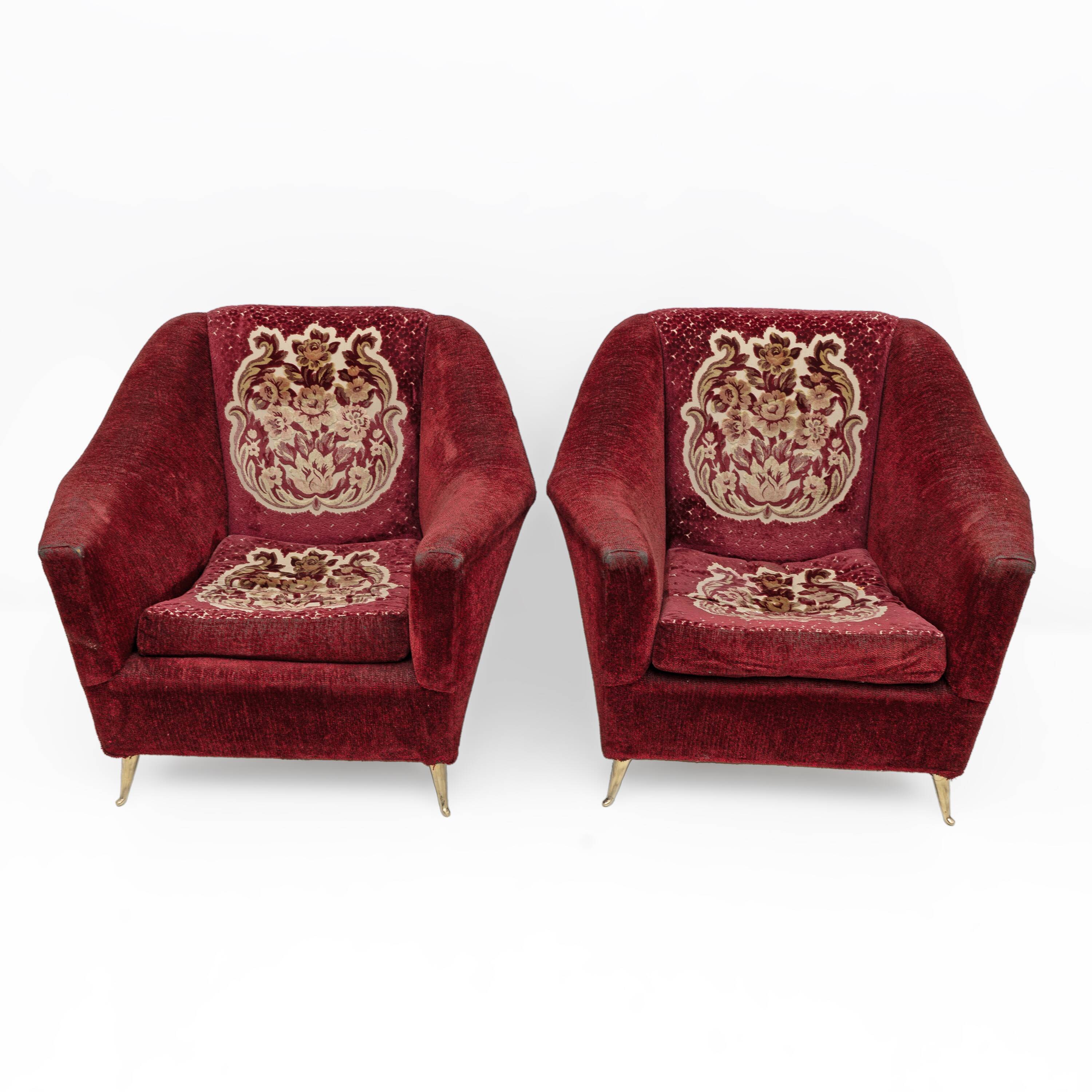 Pair of mid-century modern Italian armchairs for Ariberto Colombo