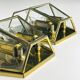 Hexagonal wall sconces in gilded brass and crystal, 1970s, set of 2.