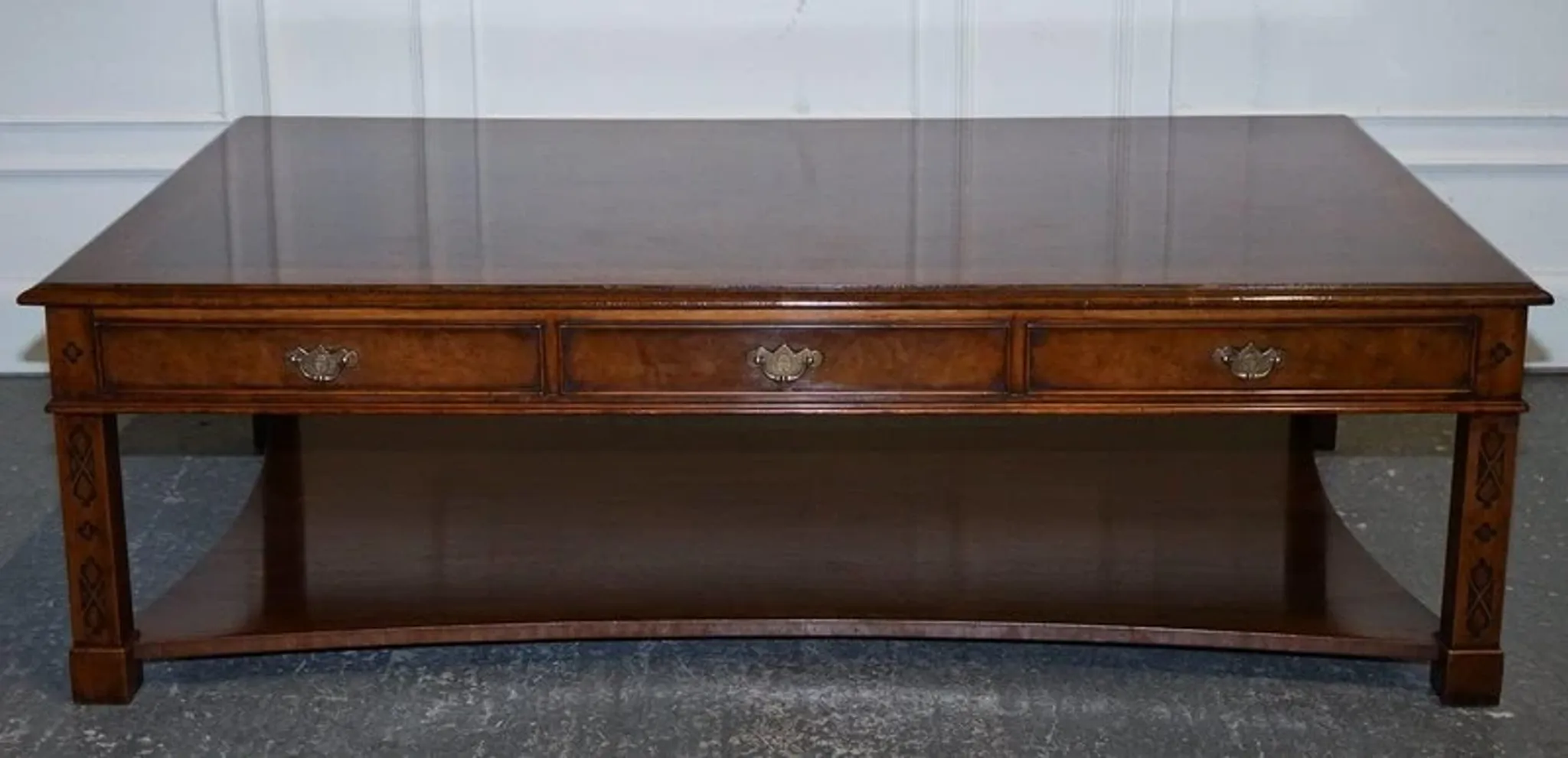Large Georgian Coffee Table in Walnut Burr by Brights of Nettlebed London