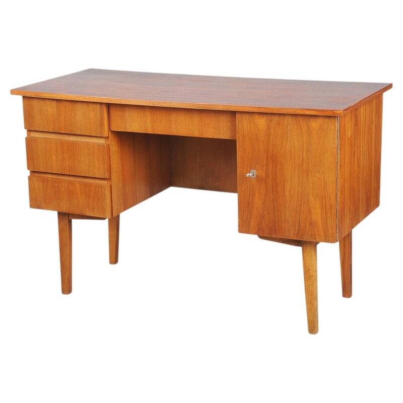 Mid-Century Modern Writing Desk in Walnut, Czech, 1950