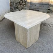 Large marble travertine coffee table in the shape of an eye from Roche Bobois vintage 70s