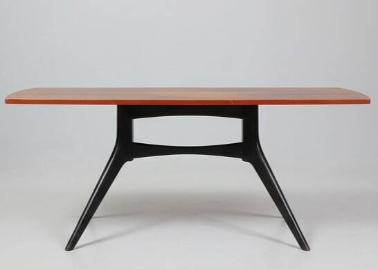Vintage Scandinavian coffee table in teak with black legs - 1960s
