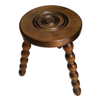 Tabouret tripode vintage en bois