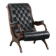 Fauteuil chesterfield en cuir de vachette noir classique et confortable