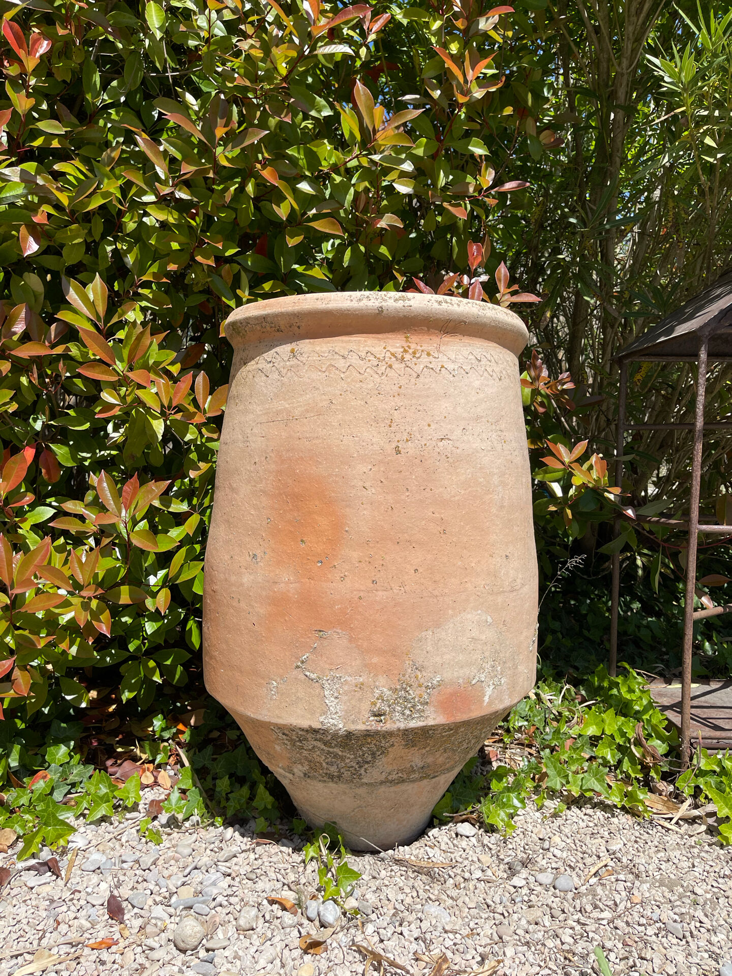 Ancient terracotta pottery jar