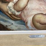 Oil on canvas, maternity signed Nivert