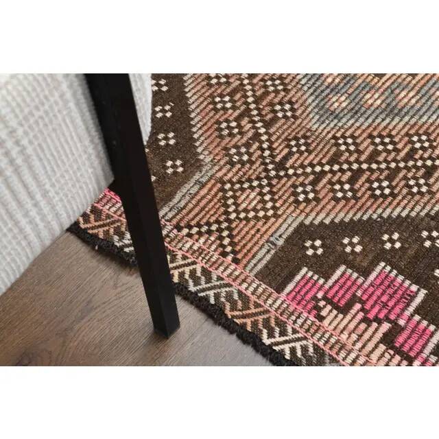 1970s Vintage Turkish Hand-Knotted Wool Cotton Brown Area Rug 166x286