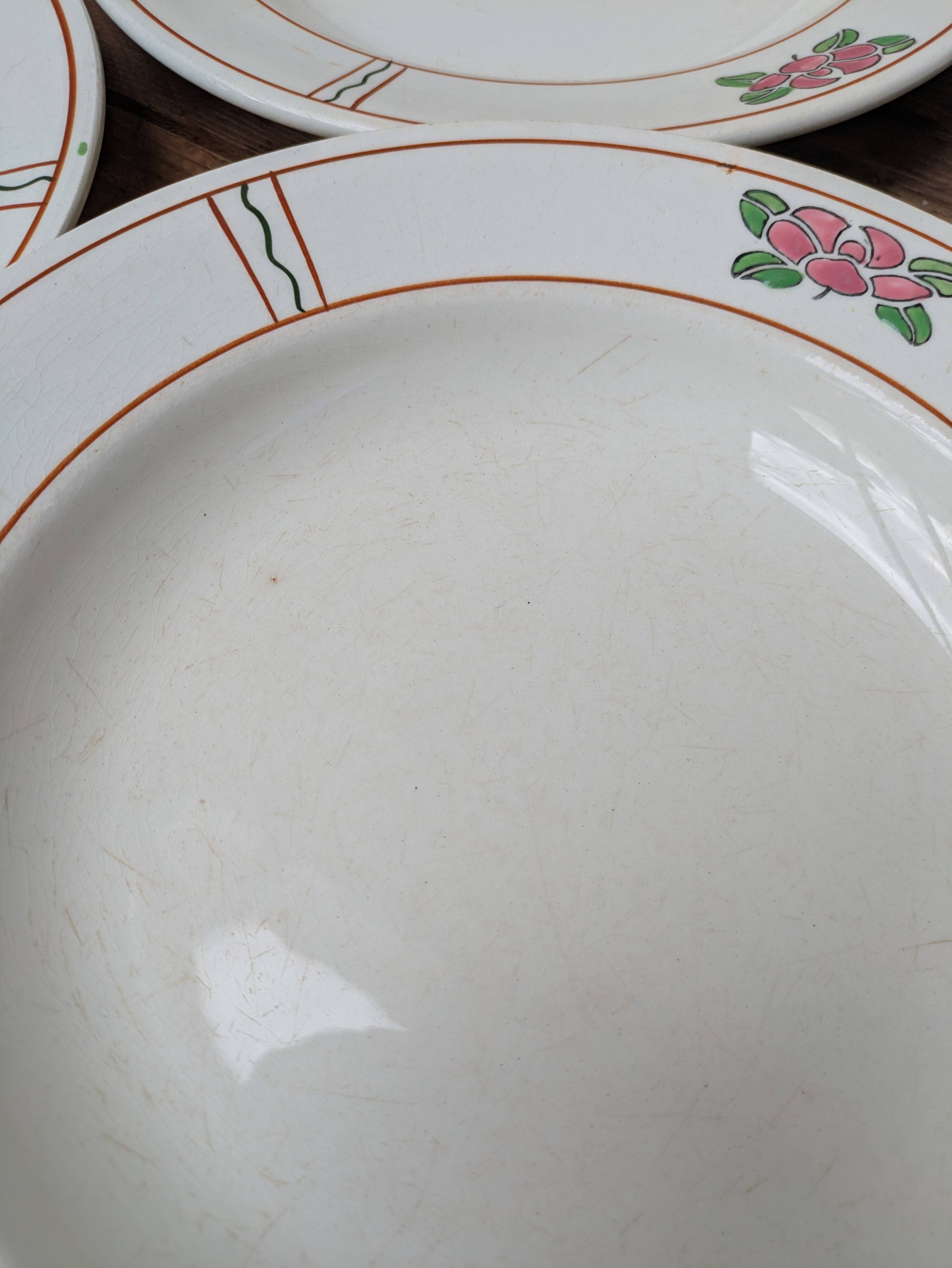 7 old deep plates in Salins earthenware model Nénuphar 24.5cm
