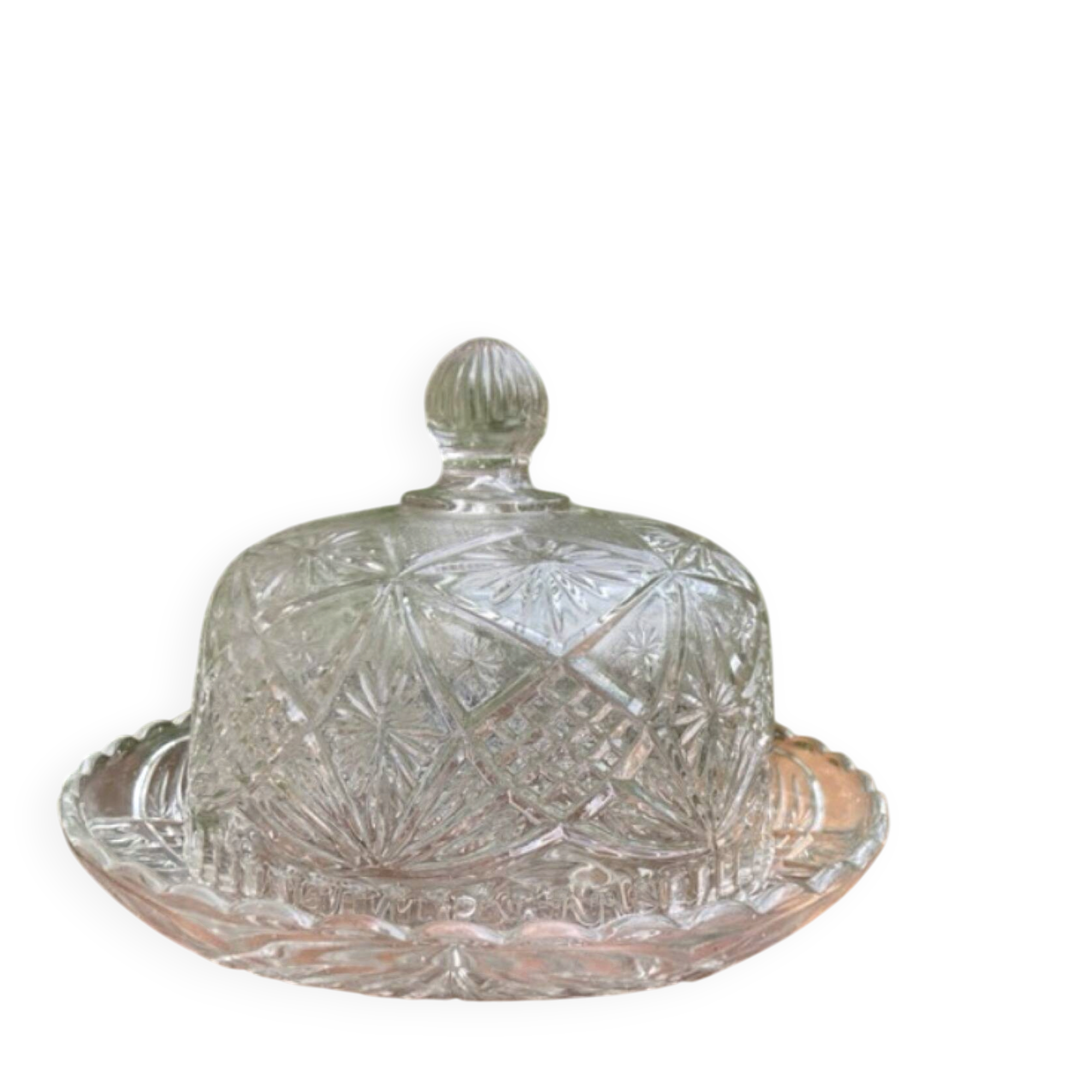 Pressed and moulded glass cheese dome