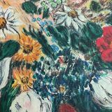 Table painting old still life with flowers