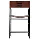 Contemporary classic bar stool with cognac leather backrest and black rubber metal.