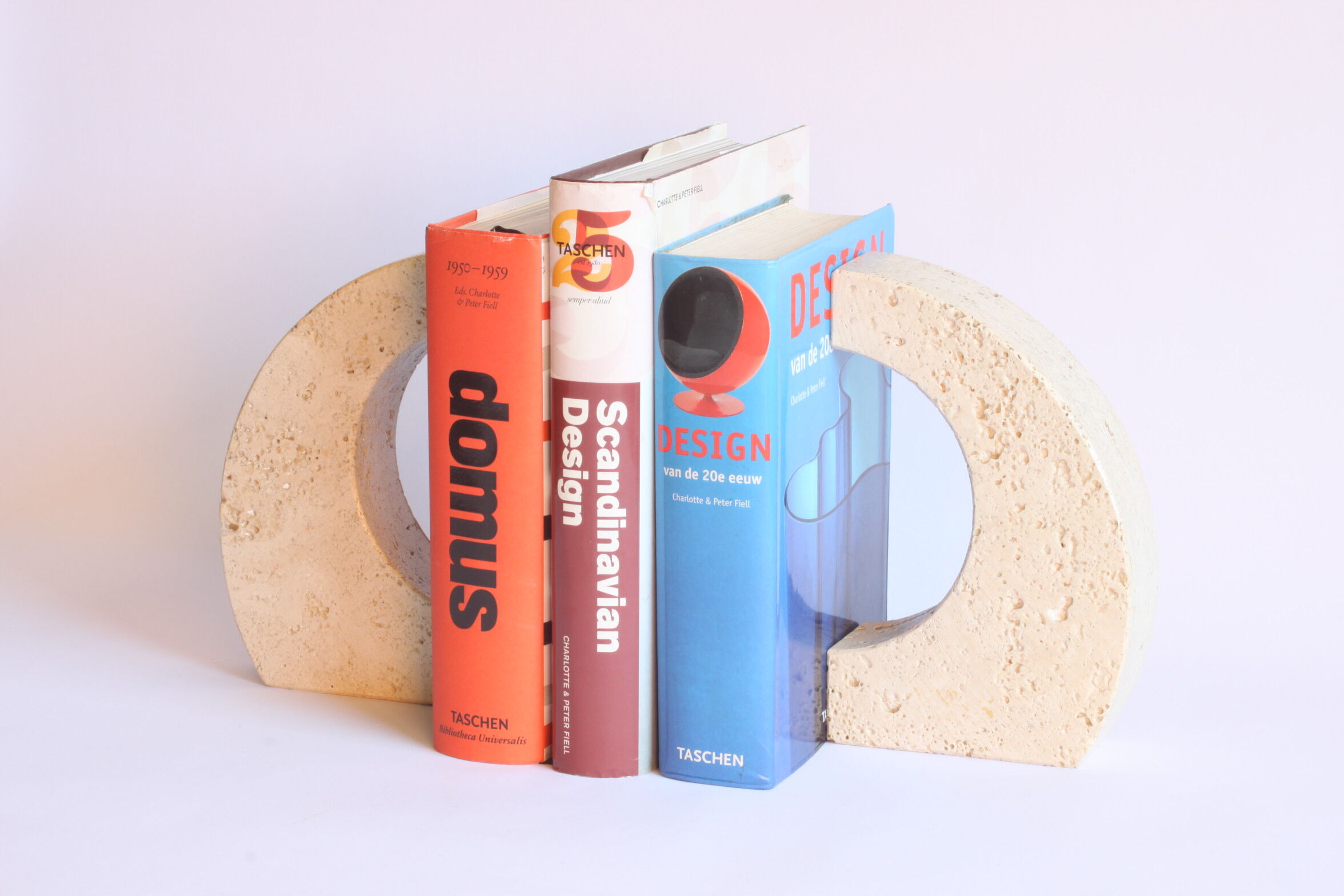Travertine arc bookends by Fratelli Manelli, Italy 1960s.