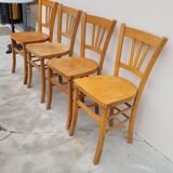 Series of 4 chairs of bistrot restaurant old 1950