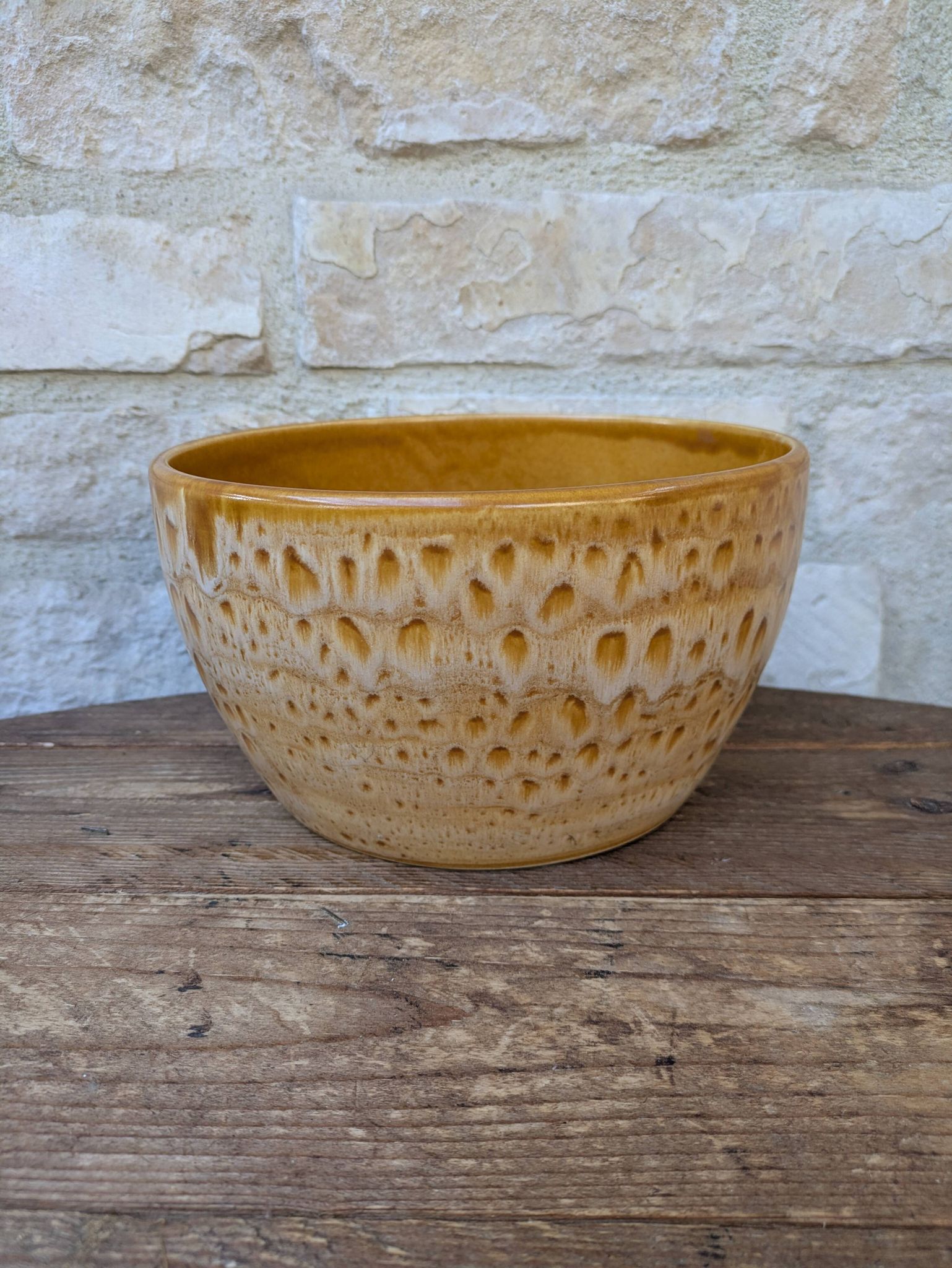 Vintage stoneware salad bowl from Niderviller, Fauve model, 1960s/70s, 24.5cm.