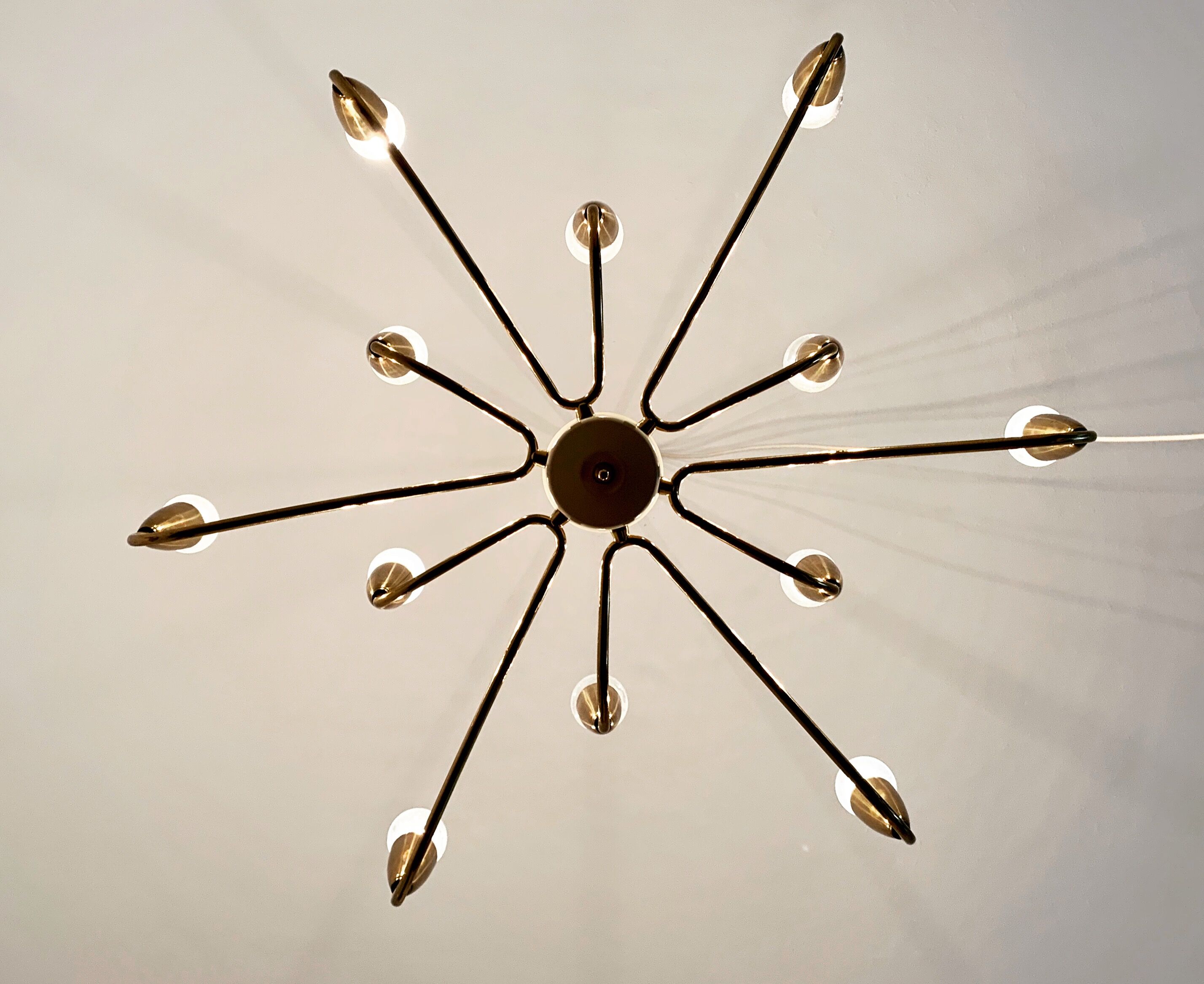 Italian mid century modern brass Sputnik chandelier