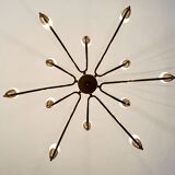 Italian mid century modern brass Sputnik chandelier
