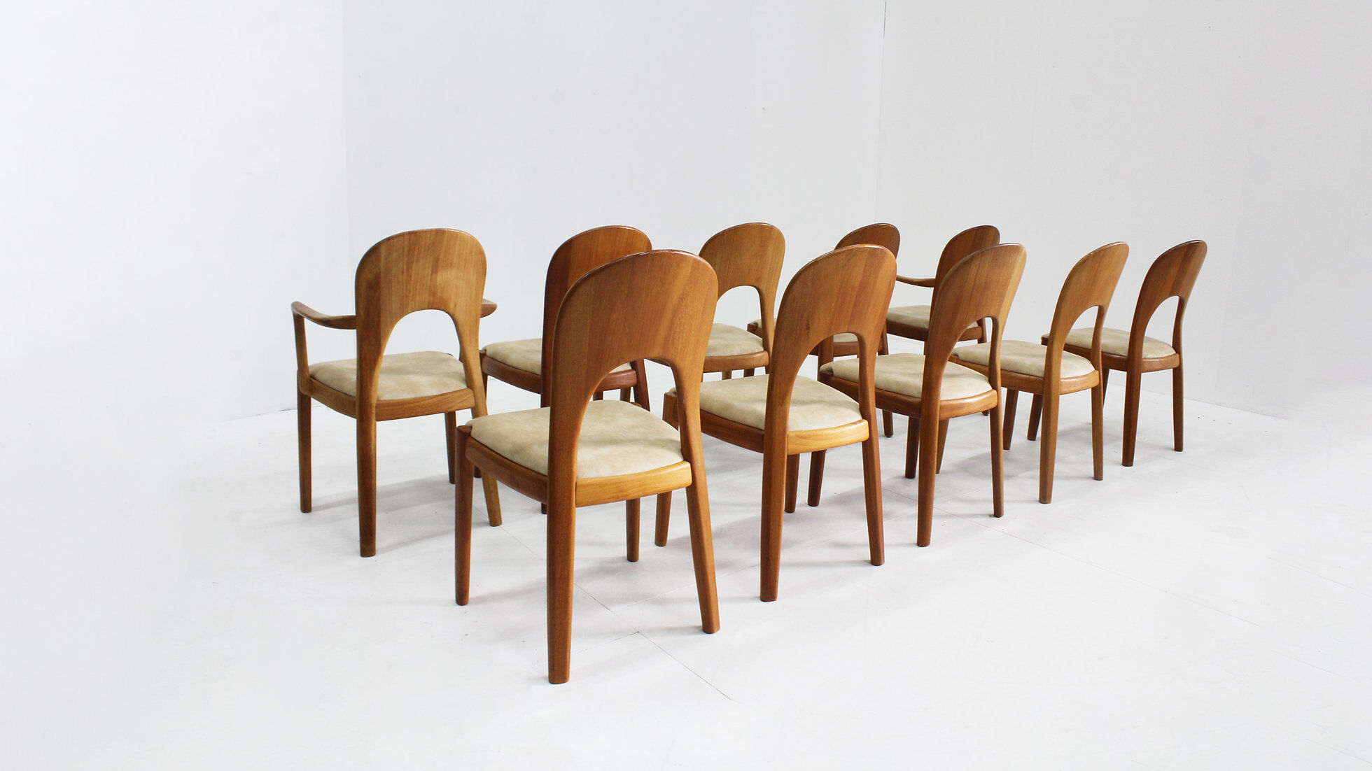 Vintage Danish dining chairs by Niels Koefoed solid teak, set of 10