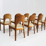 Vintage Danish dining chairs by Niels Koefoed solid teak, set of 10