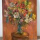 oil on canvas "Bouquet on orange background", signed