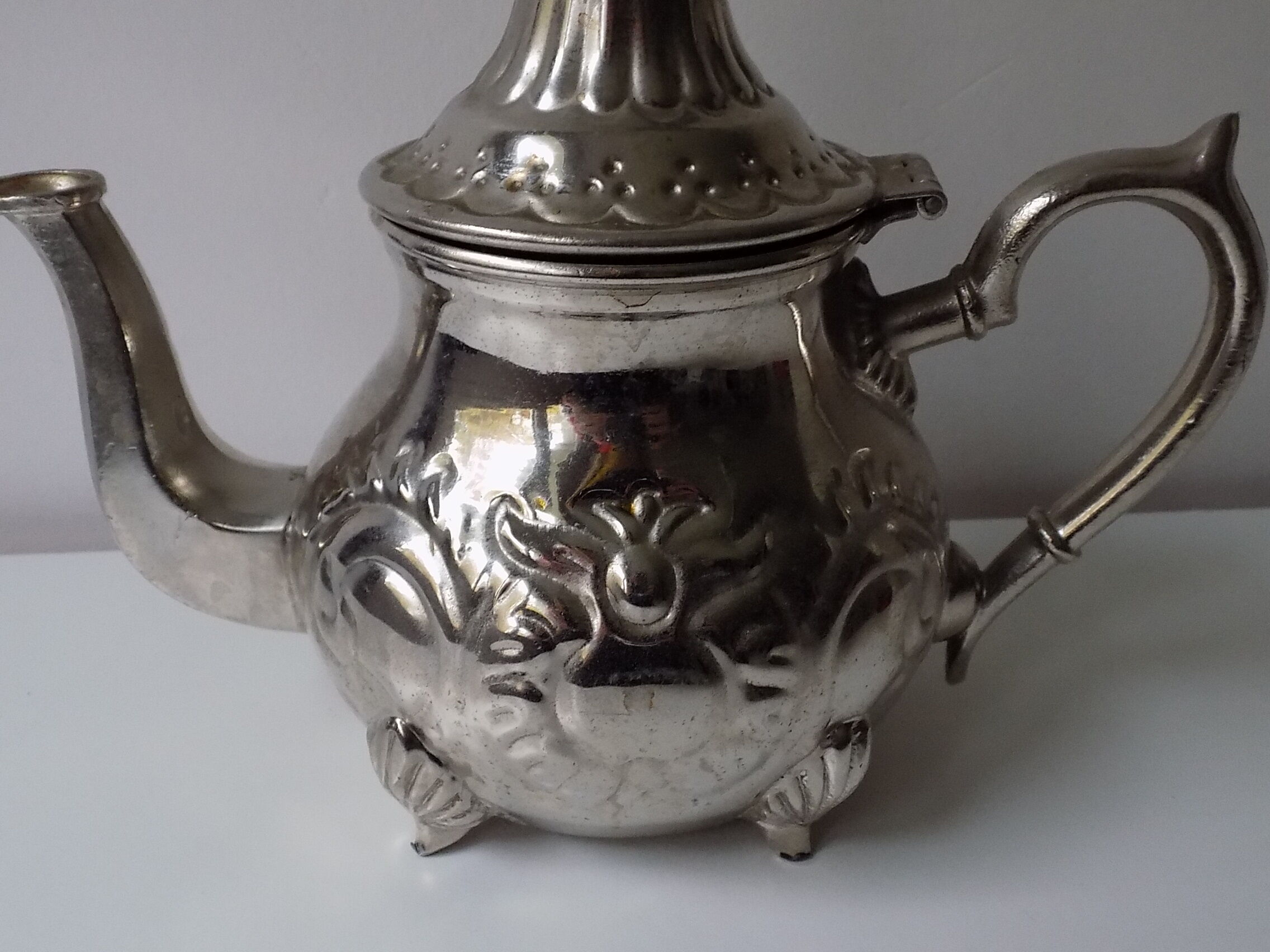 Silver metal teapot