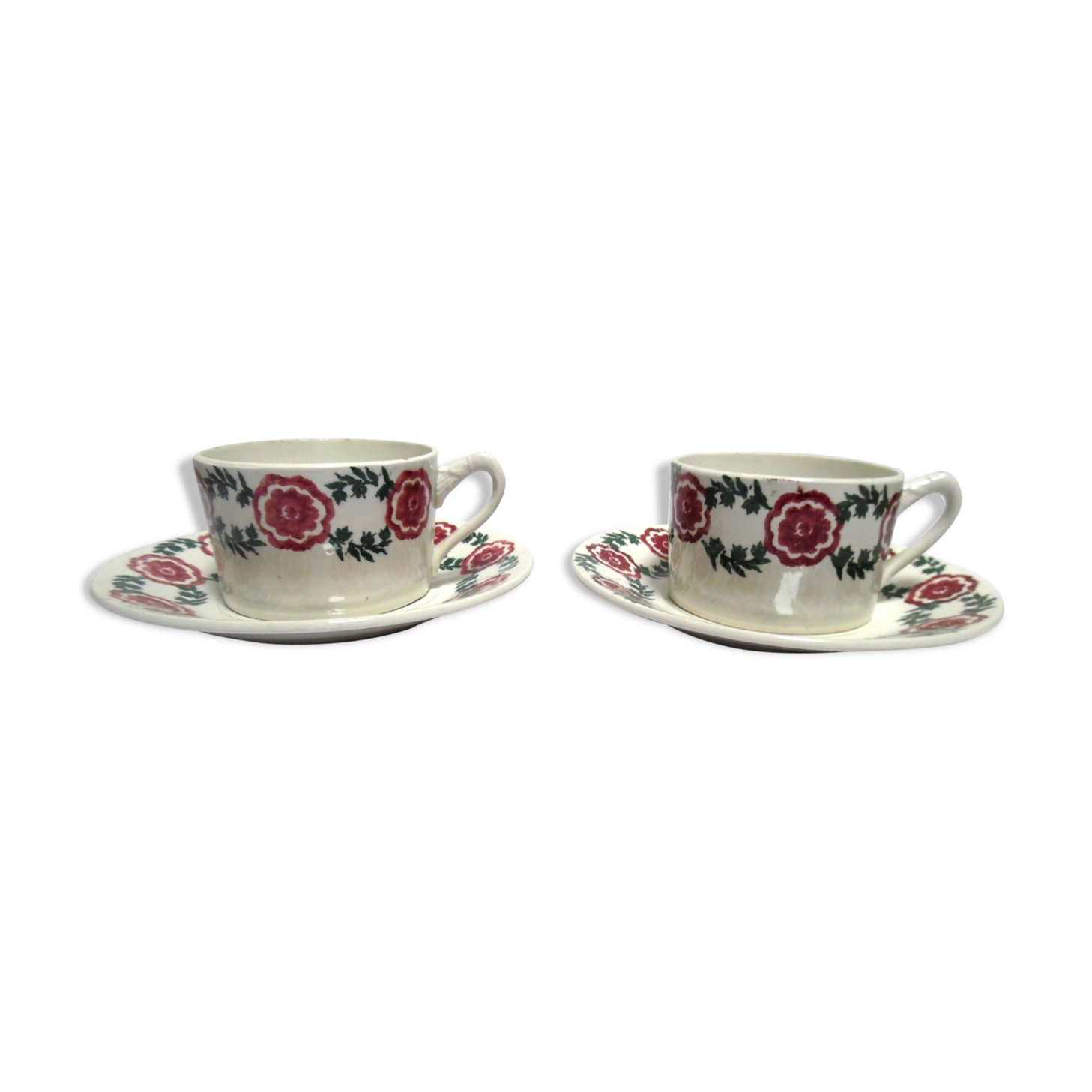 Duo de tasses et soucoupes en céramique st amand