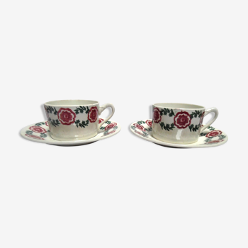 Duo of cups and saucers ceramic st amand