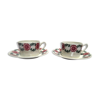 Duo of cups and saucers ceramic st amand