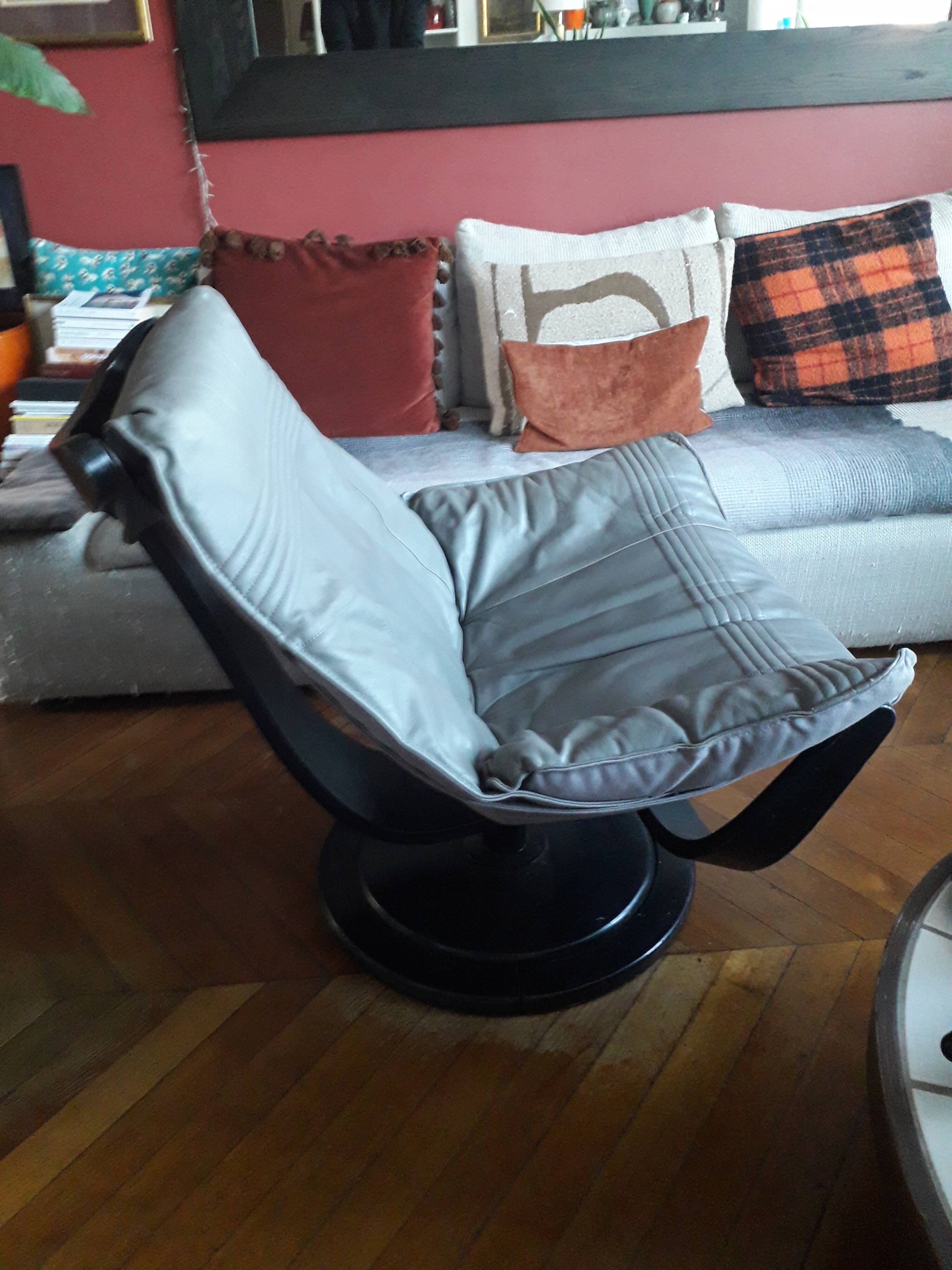 Vintage Swedish leather armchair signed Nelo