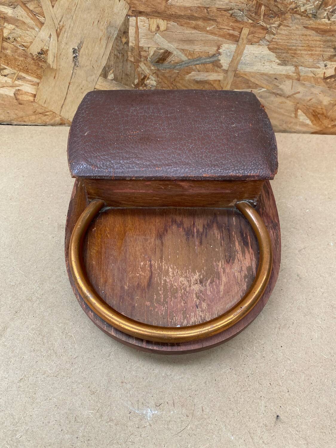 Antique cigarette tobacco dispenser wood & copper 1960s vintage