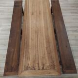 19th-century solid walnut farmhouse table, benches, extensions, Ardèche.