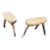 Pair of rustic 1940 brutalist wooden tripod farm stools vintage