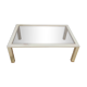Vintage coffee table 1970s brushed metal smoked glass