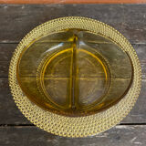 Bol Vide Poche Ancien Verre Moulé Jaune Ambré Rang De Perles Années 50