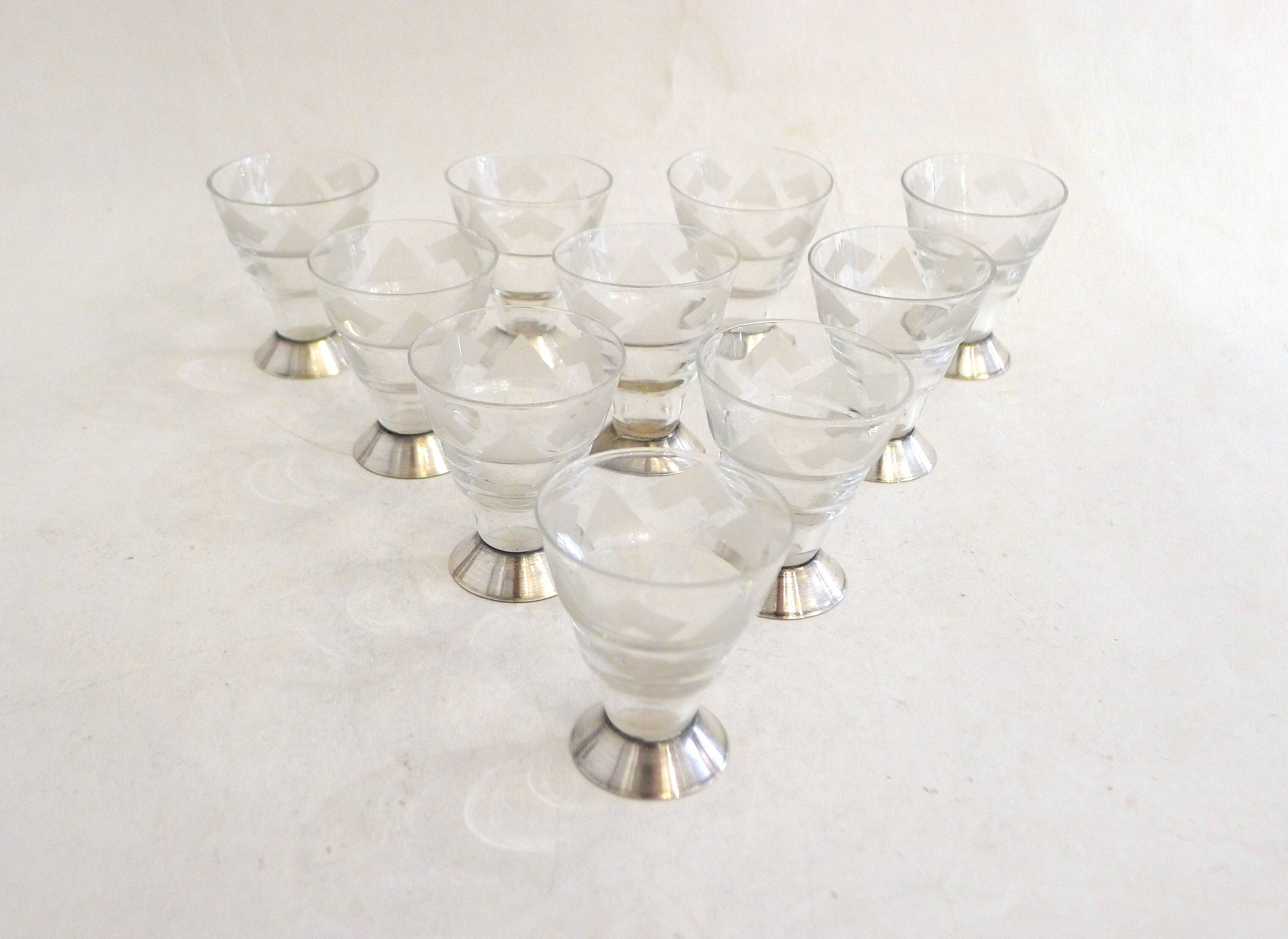 Art Deco liqueur set, glass & silver-plated metal ARGIT