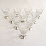 Art Deco liqueur set, glass & silver-plated metal ARGIT