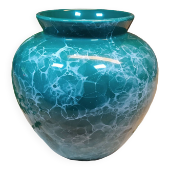 Vase potiche en céramique vert malachite